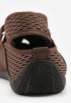 Brązowe Sneakeriny z Siateczki z Zapięciem na Rzep Vianate