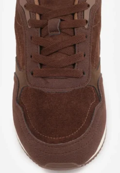 Brązowe Sneakersy Basic z Imitacji Zamszu Ozdobione Przeszyciami Nethe