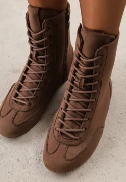 Brązowe Sneakersy Boxing Shoes z Ociepleniem i Wysoką Cholewką Ferdama