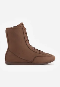 Brązowe Sneakersy Boxing Shoes z Ociepleniem i Wysoką Cholewką Ferdama