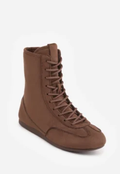 Brązowe Sneakersy Boxing Shoes z Ociepleniem i Wysoką Cholewką Ferdama