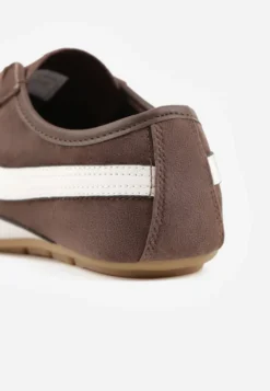 Brązowe Sneakersy Klasyczne Tenisówki z Zamszu Naturalnego Talanashta