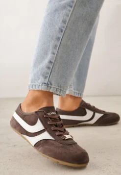 Brązowe Sneakersy Klasyczne Tenisówki z Zamszu Naturalnego Talanashta