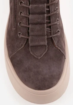 Brązowe Sneakersy na Platformie z Zamszu Naturalnego z Suwakiem z Boku Nisoe