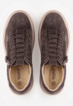 Brązowe Sneakersy na Platformie z Zamszu Naturalnego z Suwakiem z Boku Nisoe