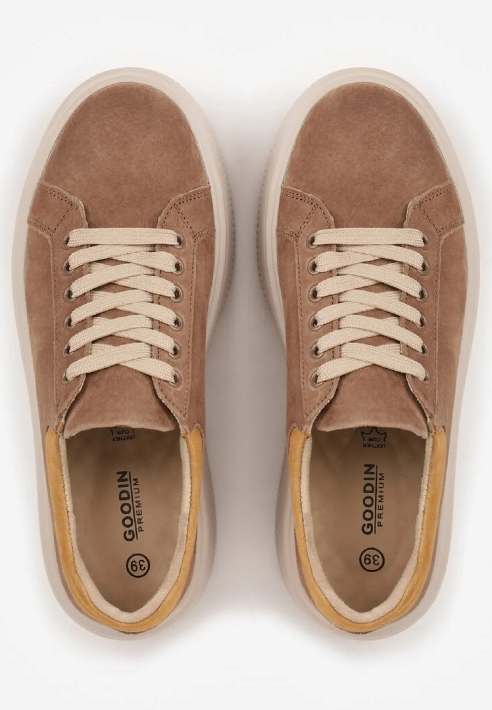 Brązowe Sneakersy na Platformie z Naturalnego Zamszu Latavesa