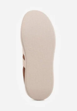 Brązowe Sneakersy na Platformie ze Skóry Naturalnej Ozdobione Paskami Sovimi