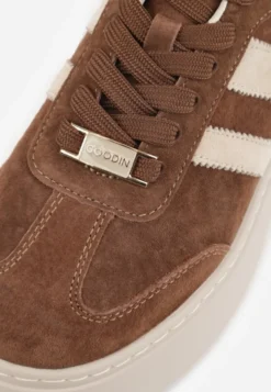 Brązowe Sneakersy na Platformie ze Skóry Naturalnej Ozdobione Paskami Sovimi
