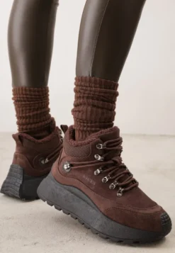 Brązowe Sneakersy Śniegowce Vices na Platformie w Sportowym Stylu Nelsella