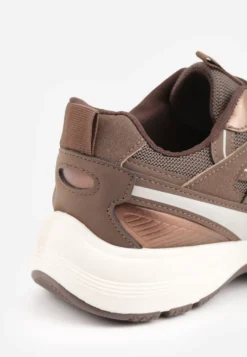 Brązowe Sneakersy Ozdobione Tłoczoną Cholewką Jutta