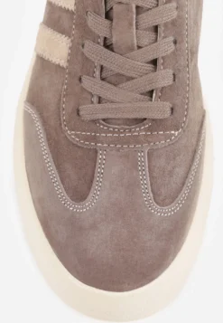 Brązowe Sneakersy Retro Tenisówki na Platformie z Zamszu Naturalnego Noanela
