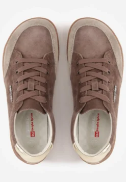 Brązowe Sneakersy Typu Klasyczne Tenisówki z Szerokim Noskiem ze Skóry Naturalnej Usaliza