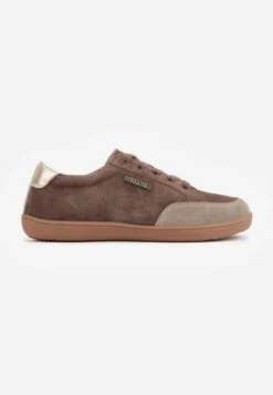 Brązowe Sneakersy Typu Klasyczne Tenisówki z Szerokim Noskiem ze Skóry Naturalnej Usaliza