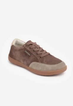 Brązowe Sneakersy Typu Klasyczne Tenisówki z Szerokim Noskiem ze Skóry Naturalnej Usaliza