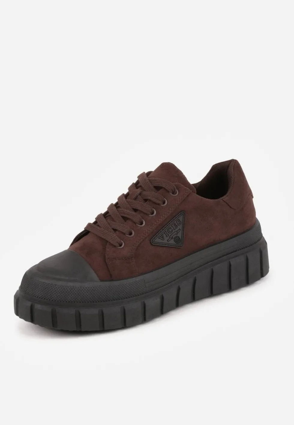 Brązowe Sneakersy Vices na Platformie z Ozdobą i Napisem Leawen