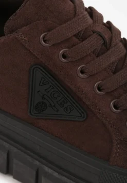 Brązowe Sneakersy Vices na Platformie z Ozdobą i Napisem Leawen