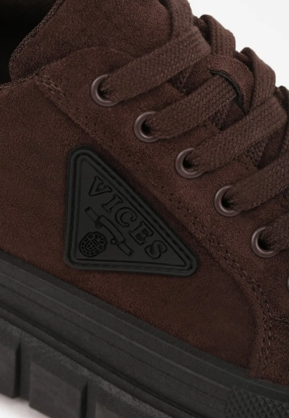 Brązowe Sneakersy Vices na Platformie z Ozdobą i Napisem Leawen