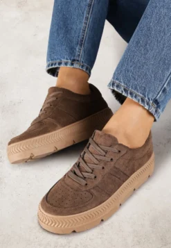 Brązowe Sneakersy Vices na Platformie z Tłoczeniem Alarrive