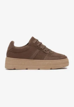 Brązowe Sneakersy Vices na Platformie z Tłoczeniem Alarrive