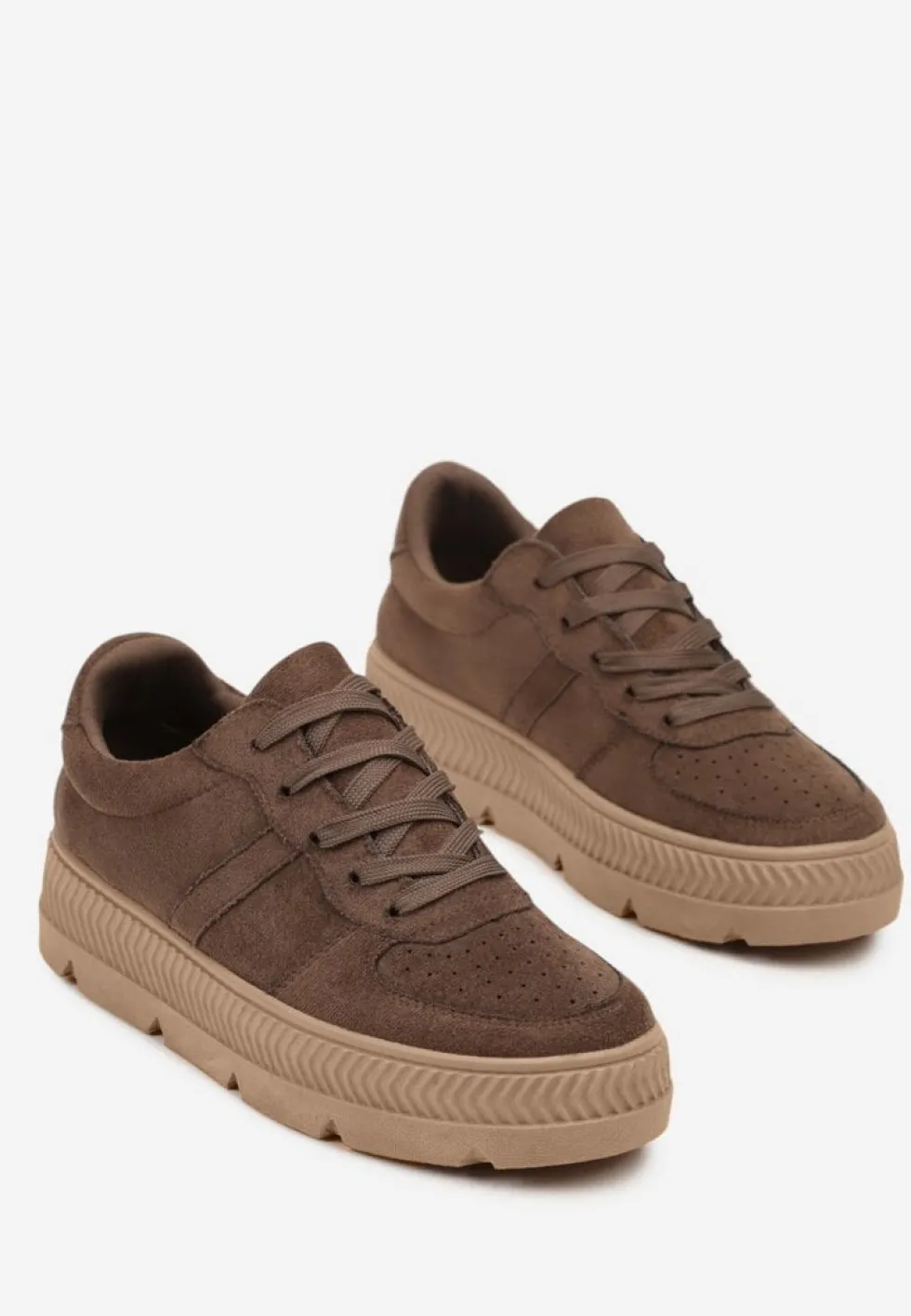 Brązowe Sneakersy Vices na Platformie z Tłoczeniem Alarrive