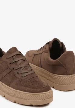 Brązowe Sneakersy Vices na Platformie z Tłoczeniem Alarrive