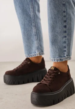 Brązowe Sneakersy VICES na Platformie Typu Chunky Tassi