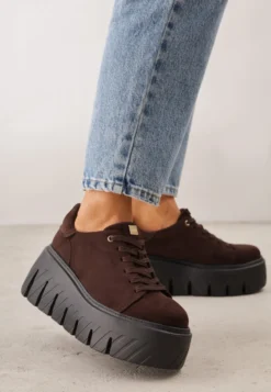 Brązowe Sneakersy VICES na Platformie Typu Chunky Tassi