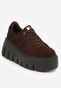 Brązowe Sneakersy VICES na Platformie Typu Chunky Tassi