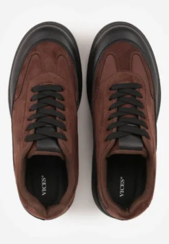 Brązowe Sneakersy VICES na Platformie z Ozdobnym Noskiem Attis