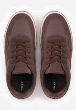 Brązowe Sneakersy VICES w Stylu Basic ze Wstawkami z Imitacji Nubuku Akila