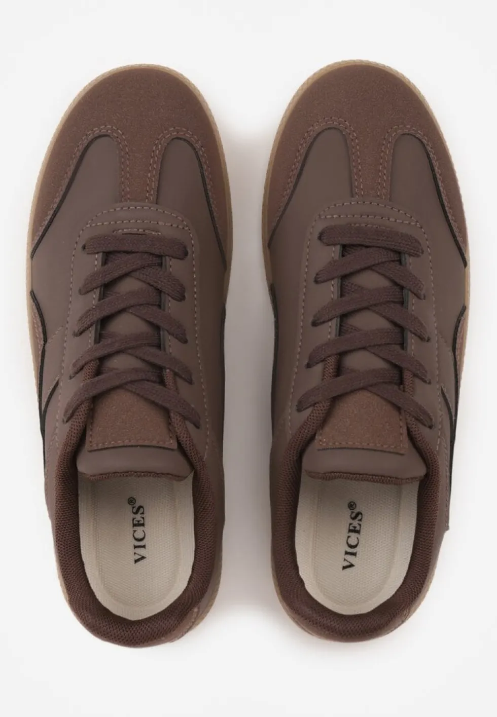 Brązowe Sneakersy VICES w Stylu Kultowych Tenisówek z Łączonych Materiałów Azivina
