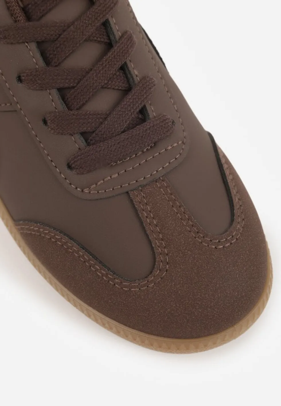 Brązowe Sneakersy VICES w Stylu Kultowych Tenisówek z Łączonych Materiałów Azivina