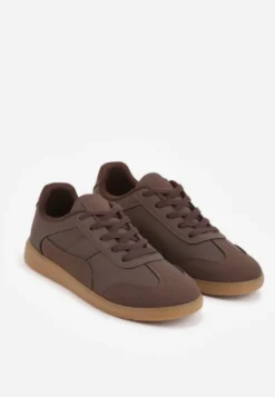 Brązowe Sneakersy VICES w Stylu Kultowych Tenisówek z Łączonych Materiałów Azivina
