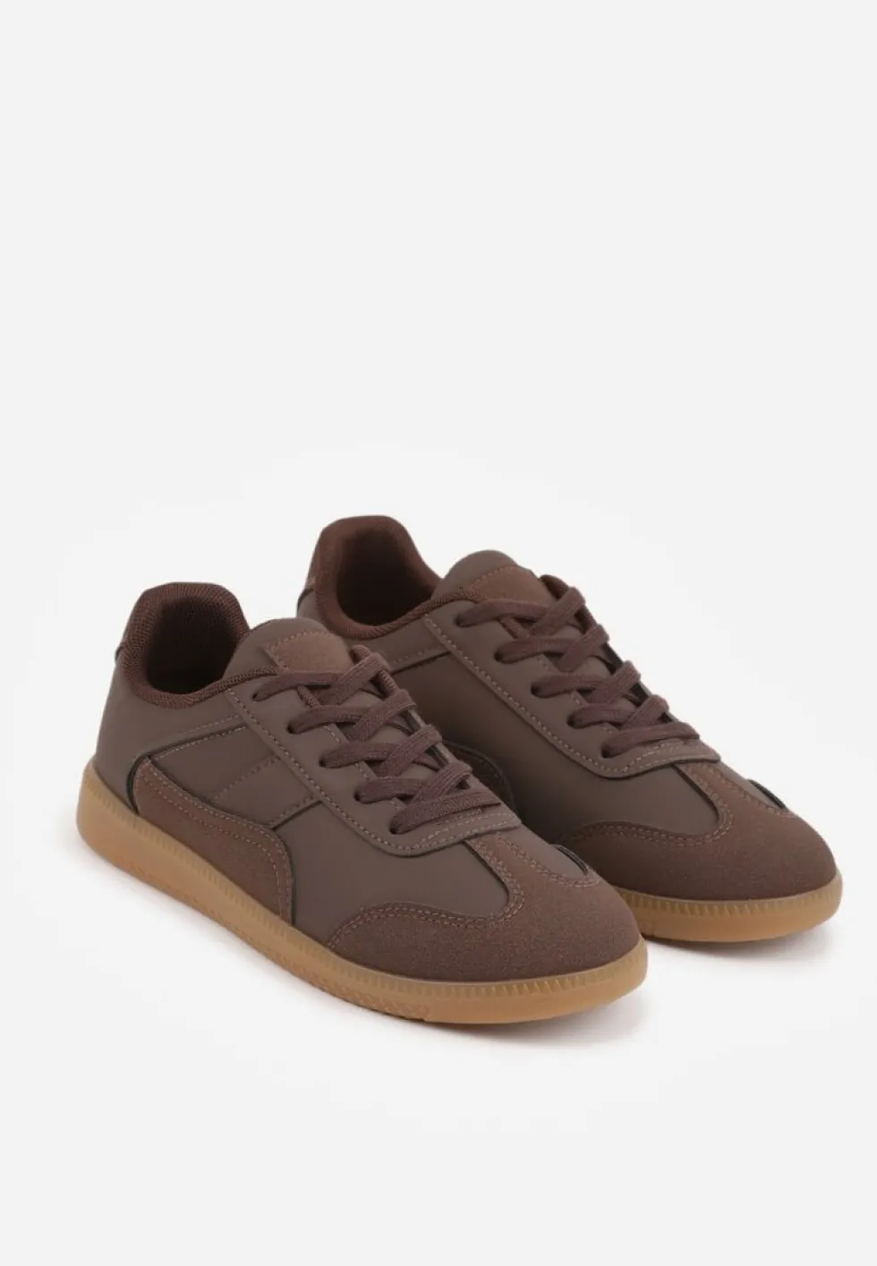 Brązowe Sneakersy VICES w Stylu Kultowych Tenisówek z Łączonych Materiałów Azivina