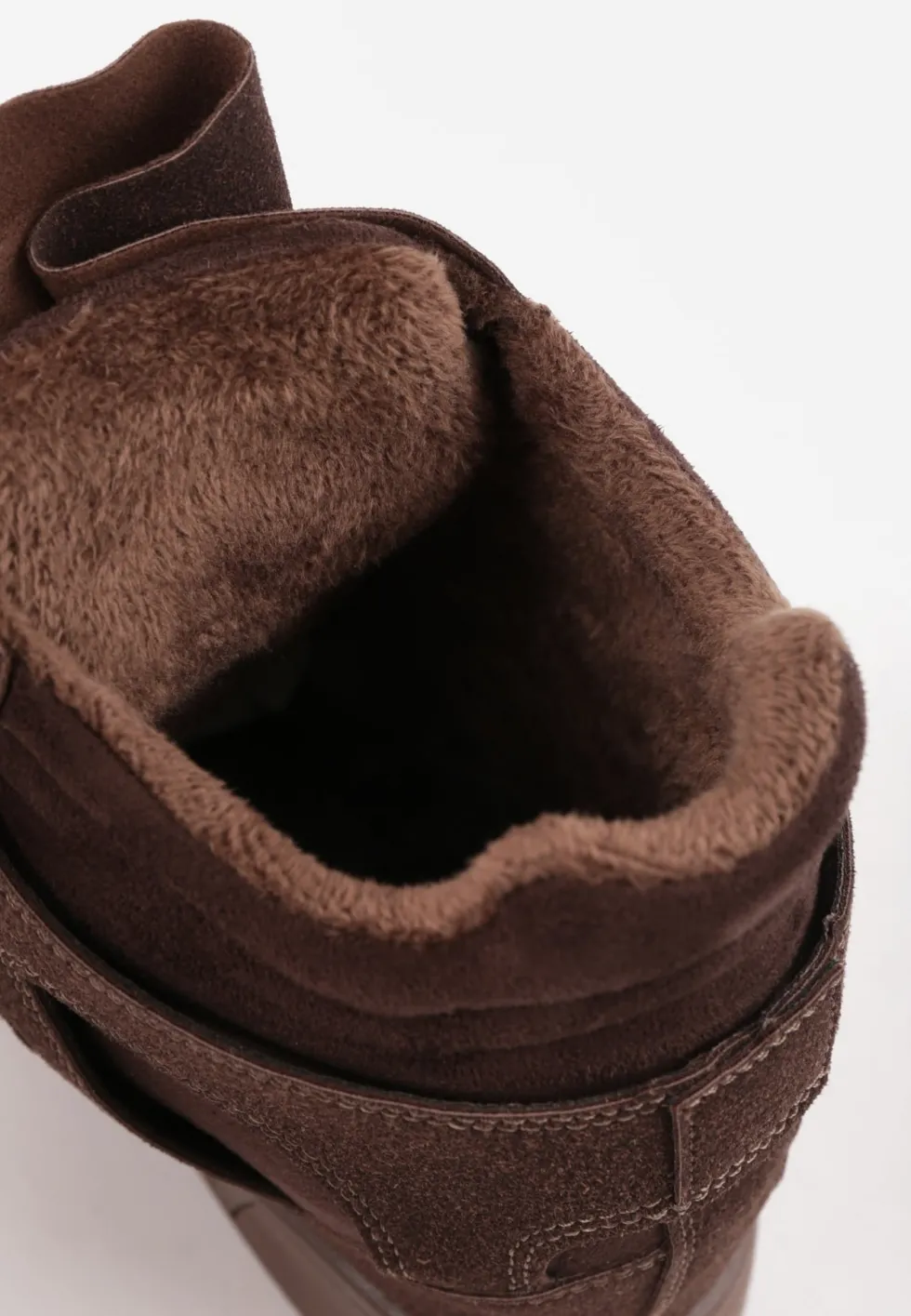 Brązowe Sneakersy w Stylu Y2K na Koturnie z Ociepleniem i Paskami na Rzep Aitia