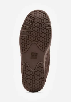 Brązowe Sneakersy w Stylu Y2K na Koturnie z Ociepleniem i Paskami na Rzep Aitia