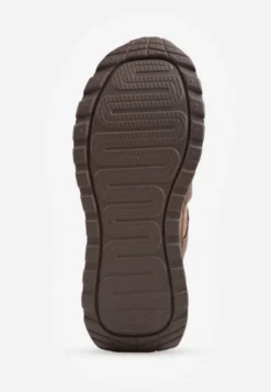 Brązowe Sneakersy ze Skóry Naturalnej na Platformie Zdobione Metalowym Zapięciem Jeannine