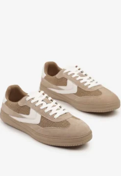 Brązowe Sneakersy ze Skóry Naturalnej w Stylu Kultowych Tenisówek Faloretia
