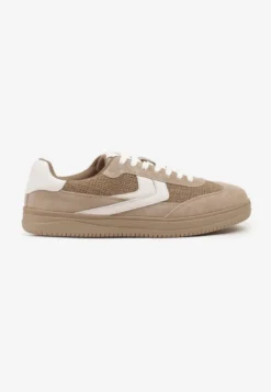 Brązowe Sneakersy ze Skóry Naturalnej w Stylu Kultowych Tenisówek Faloretia