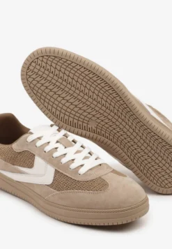 Brązowe Sneakersy ze Skóry Naturalnej w Stylu Kultowych Tenisówek Faloretia