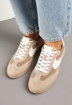 Brązowe Sneakersy ze Skóry Naturalnej w Stylu Kultowych Tenisówek Faloretia