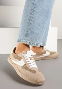 Brązowe Sneakersy ze Skóry Naturalnej w Stylu Kultowych Tenisówek Faloretia