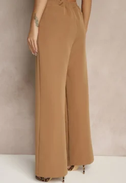 Brązowe Spodnie Garniturowe High Waist Viviorea