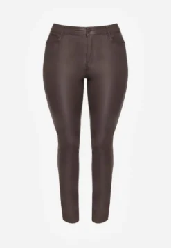 Brązowe Spodnie Skinny Zangi