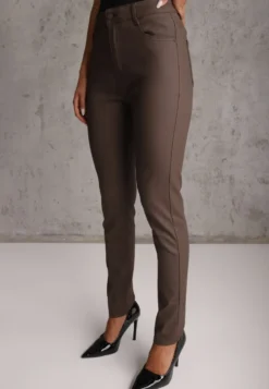 Brązowe Spodnie Skinny Zangi