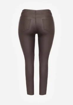 Brązowe Spodnie Skinny Zangi