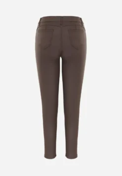 Brązowe Spodnie Skinny z Imitacji Skóry Operwena