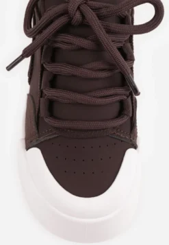 Brązowe Streetwearowe Sneakersy Trampki na Platformie Danenith