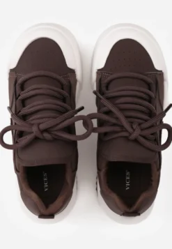 Brązowe Streetwearowe Sneakersy Trampki na Platformie Danenith