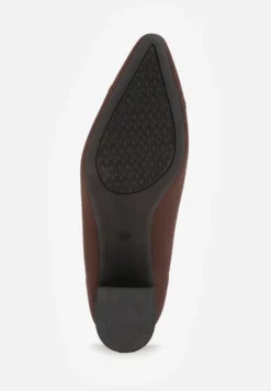 Brązowe Strukturalne Czółenka VICES na Słupkowym Obcasie z Wkładką Soft-Pillow Abathise